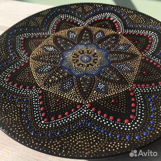 Тарелка керамика точечная роспись 26см