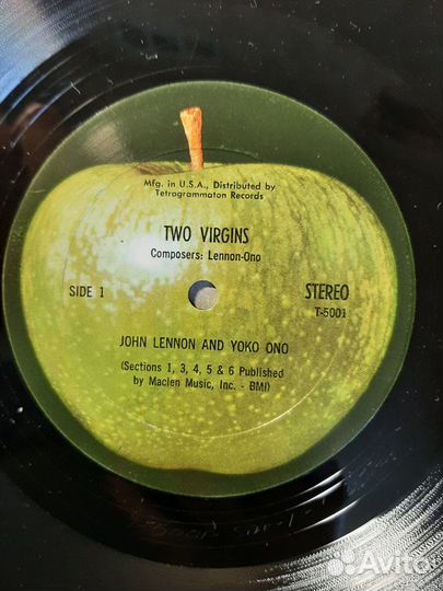 John Lennon TWO virgins 1968 apple records USA T-5