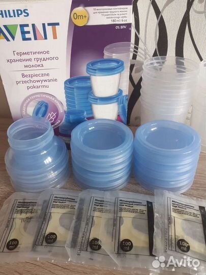 Контейнеры 10 шт avent для грудного молока