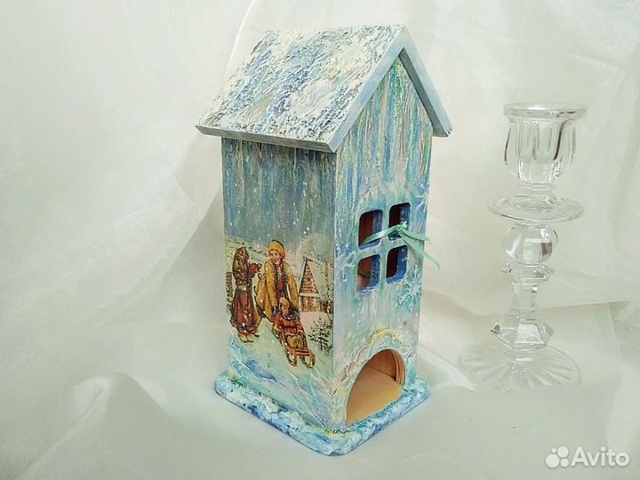 Новогодний декор.Сани.Домики.Шкатулка