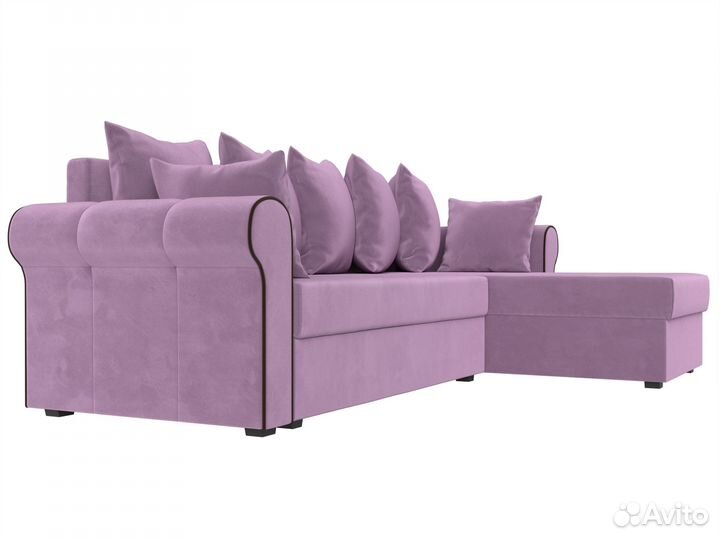 Диван угловой Рейн правый угол, микровельвет, сиреневый