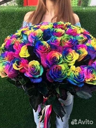 Радужные розы Букеты доставка цветов