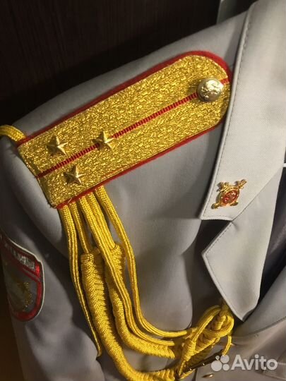 Китель стальной с погонами, аксельбантом