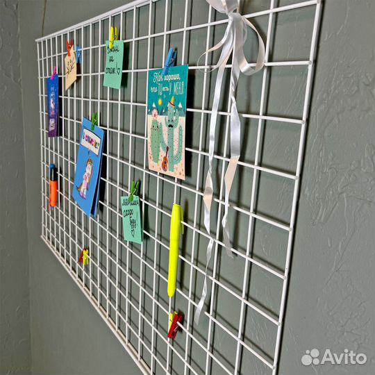 Мудборд настенный 150х60 см белый с 6 креплениями