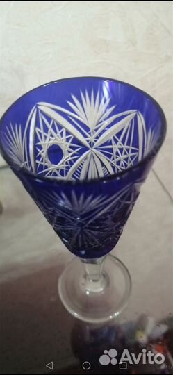 Фужер (рюмка) 70е годы синий хрусталь