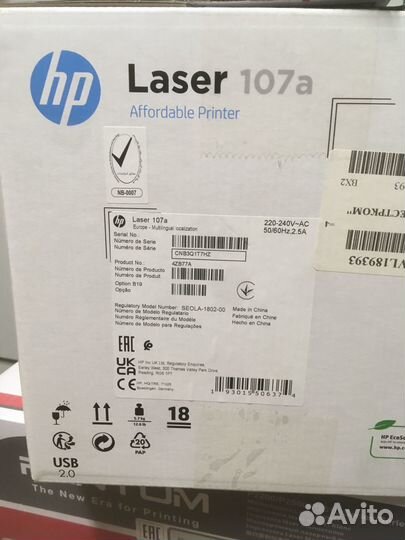 Принтер лазерный HP Laser 107a черно-белый