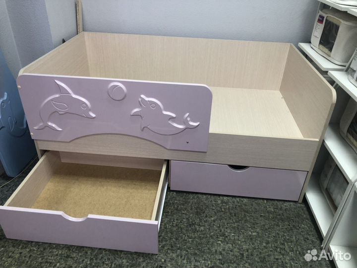 Кровать Дельфин 140 розовая