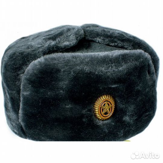 Шапка-ушанка вмф,натуральный мех, черная, 54 р