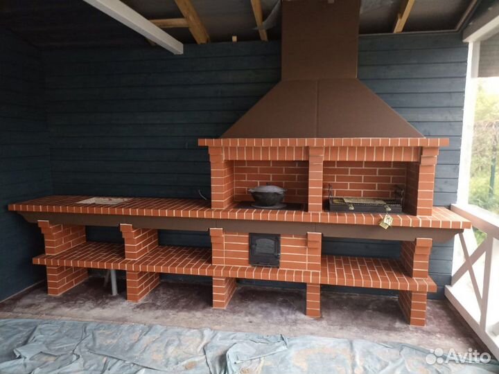 Печь барбекю с мангалом модель 730s