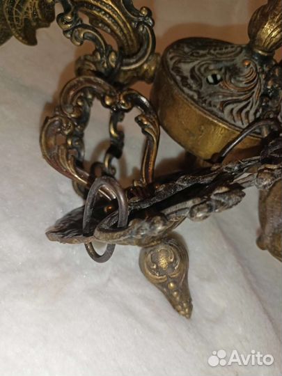 Люстра старинная бронза на три рожка