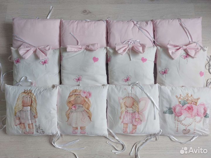 Комплект в кроватку бортики одеяло подушка