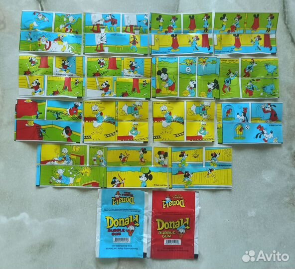 15 вкладышей от жвачки Дональд