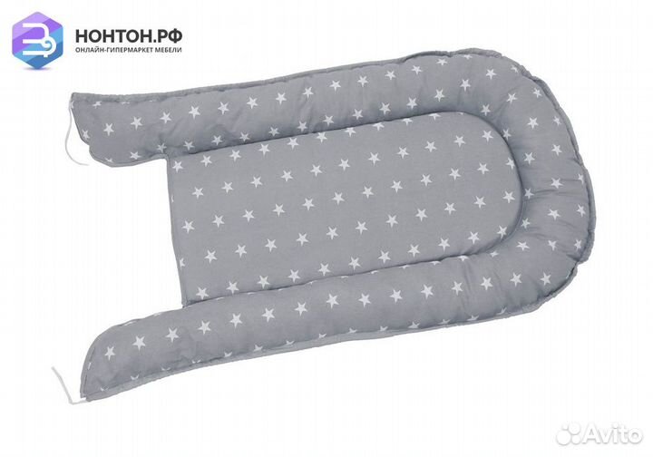 Бортик детский Гнездышко Polini kids звезды серый