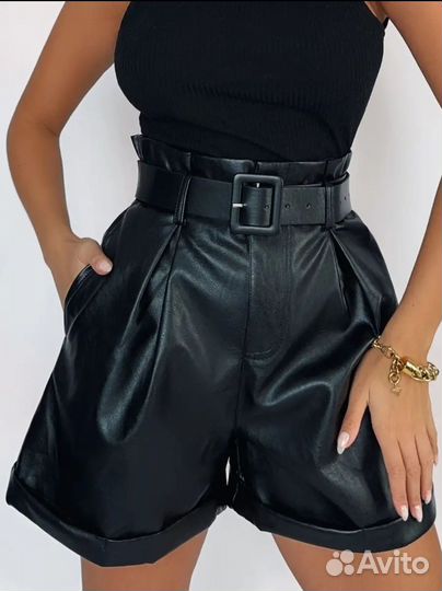 Шорты женские кожаные 44 новые