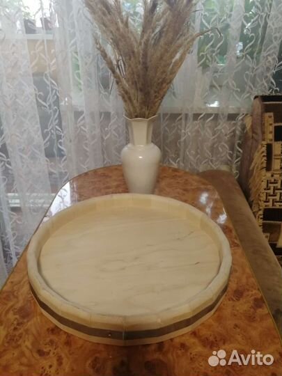 Поднос деревянный круглый