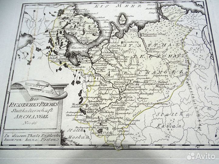 Антикварная карта Архангельская губерния 1789