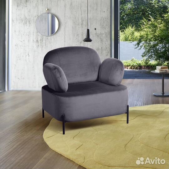 Кресло Dandy, бархат серый 27