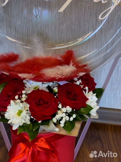 Шар баббл с цветами