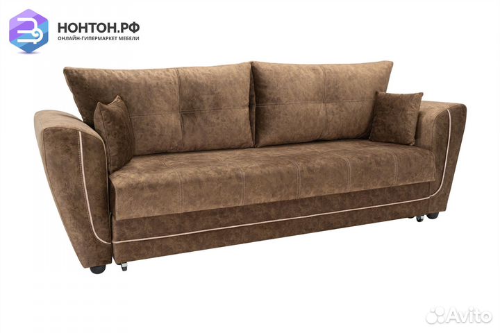 Диван еврокнижка Амстердам бежевый / коричневый