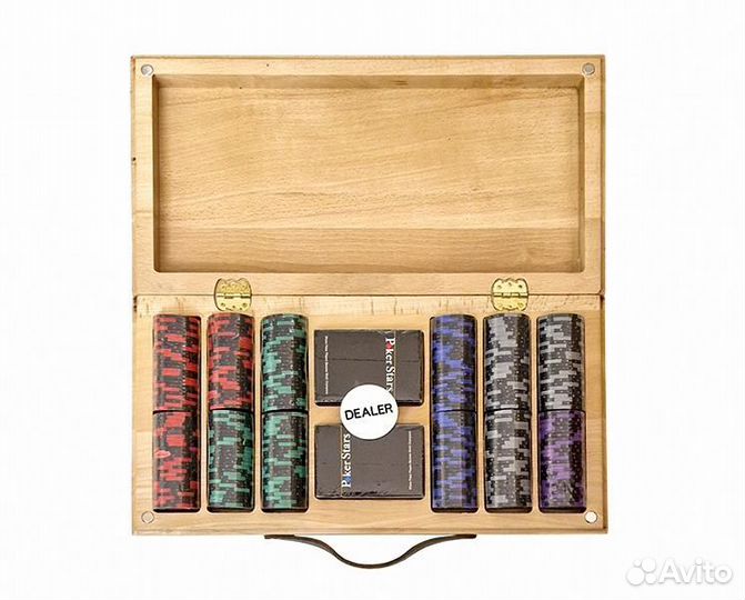 Набор для покера Black Stars на 300 фишек в кейсе из бука 62236