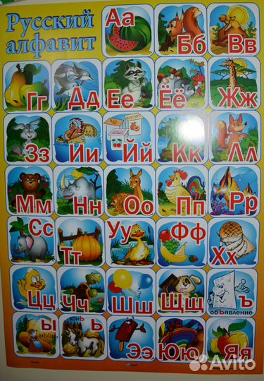 Плакат обучающий Азбука Алфавит Таблица умножения