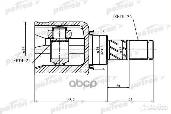 ШРУС внутренний правый 25x40x22 nissan almera P