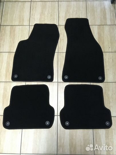 Ворсовые Премиум коврики Ауди А6 С5 черные. Велюро