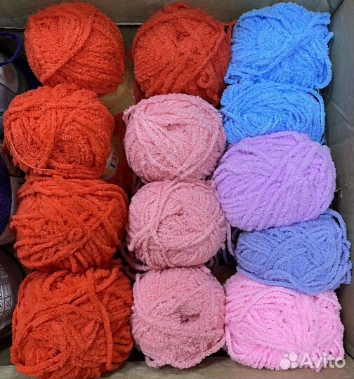 Пряжа новая, разная, плюшевая и акрил