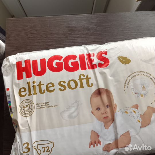 Подгузники Huggies Elite Soft 3, 5-9 кг, 72 шт