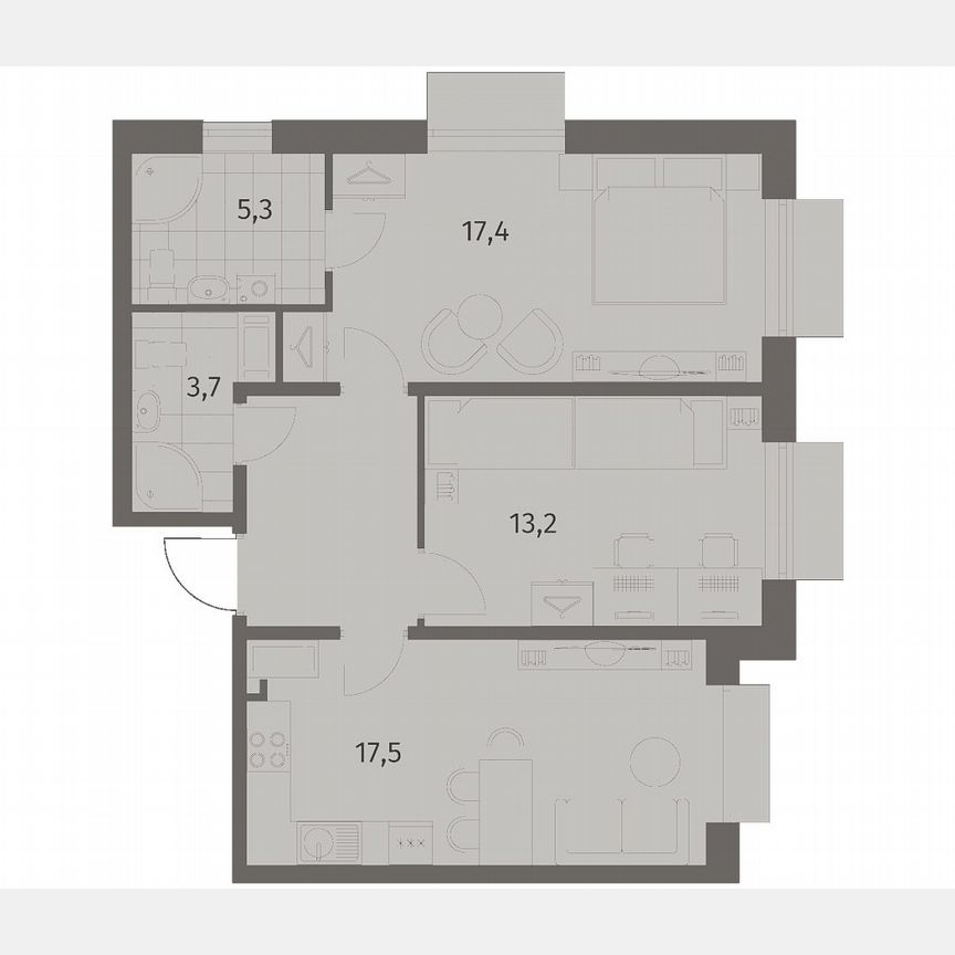 2-к. квартира, 63,9 м², 4/8 эт.