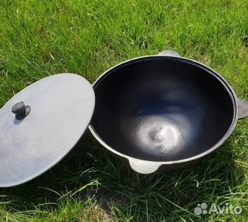 Узбекский чугунный казан 12 л. круглое дно