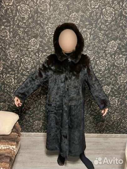 Шуба норковая с капюшоном