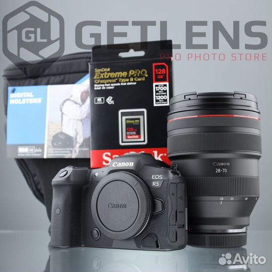 Canon R5 + RF 28-70 + SanDisk 128Gb + Holster