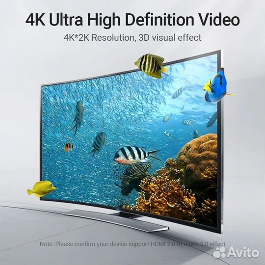 Кабель Vention hdmi 2.0 угловой 90/270 градусов,2м