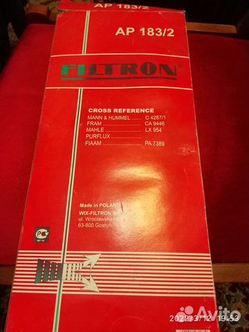Воздушный фильтр Filtron AP 183/2