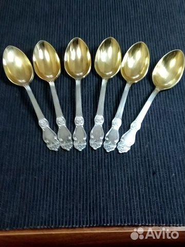 Чайные ложки мельхиор с позолотой