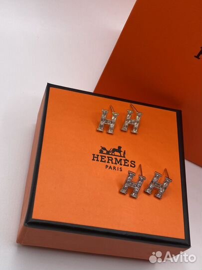 Серьги гвозди hermes пусеты