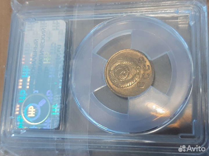 1 копейка 1949 года в мини слабе ннр MS64