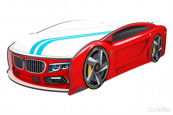 Кровать машина BMW с подъемным матрасом красная
