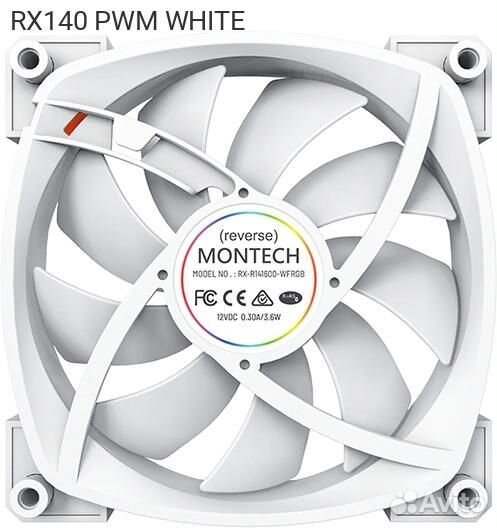 RX140 PWM white, Корпусный вентилятор Montech RX140