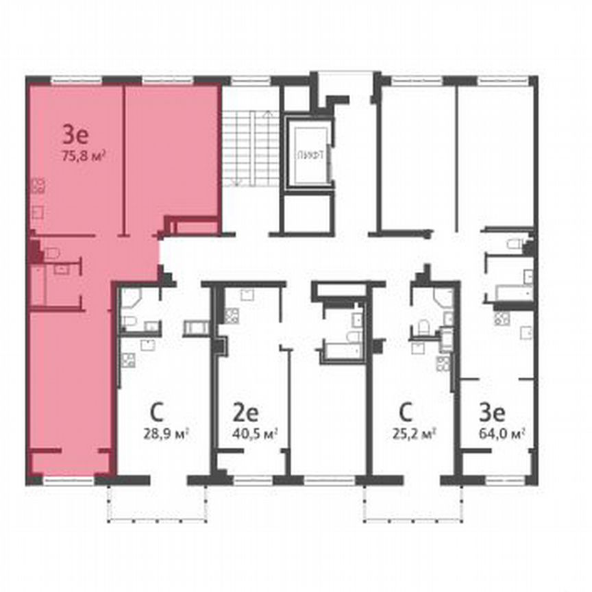 2-к. квартира, 76,6 м², 6/8 эт.