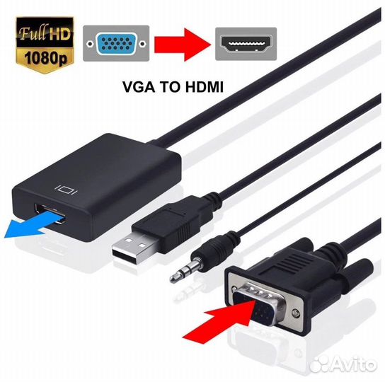 Конвертер видеосигнала из VGA(m) в hdmi(f) 0.15 m