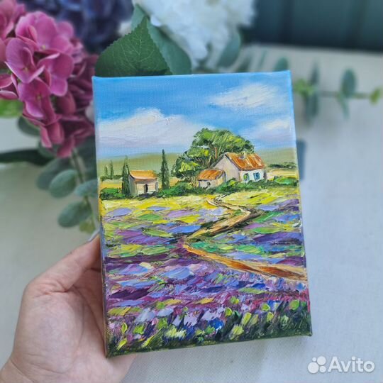 Пейзаж маслом картина лаванда цветы