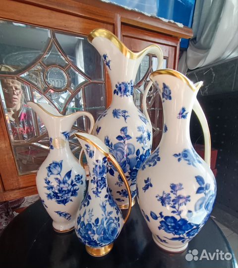 Кувшин-ваза Германии, кобальт, ручная роспись