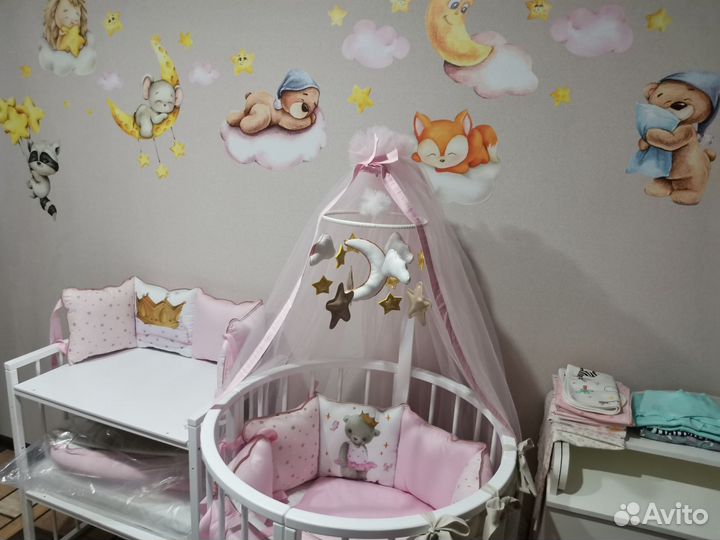 Бортики в детскую кроватку для девочки новые