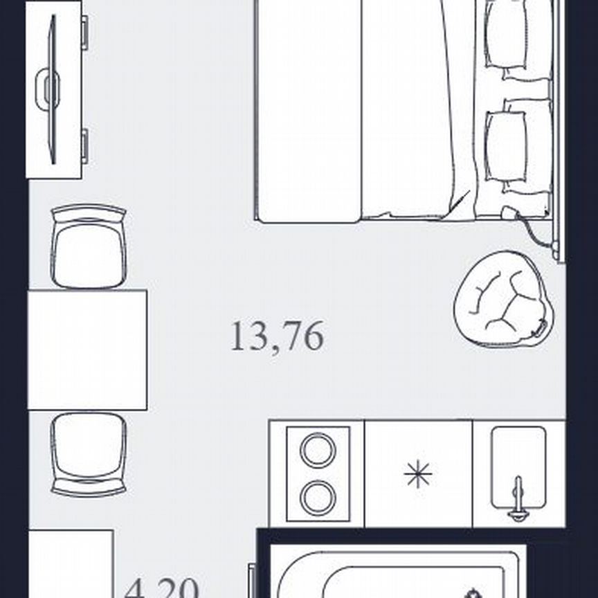 Апартаменты-студия, 22,6 м², 19/24 эт.