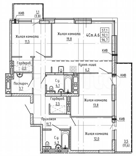 4-к. квартира, 96 м², 16/23 эт.