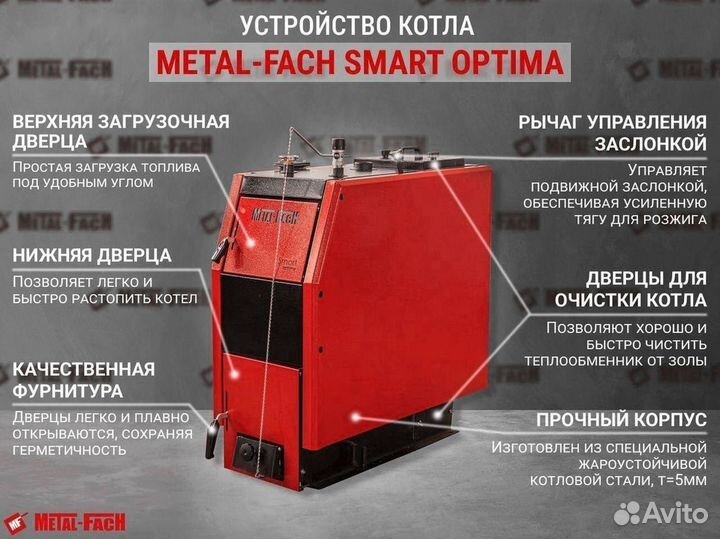 Дровяной котел отопления Optima 19квт.Гарантия