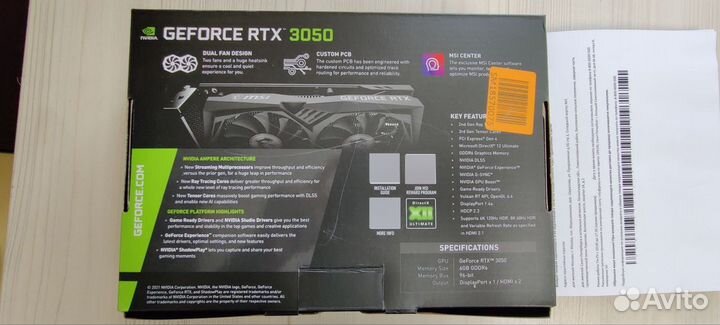 Видеокарта MSI (GeForce RTX 3050 gaming 6G)