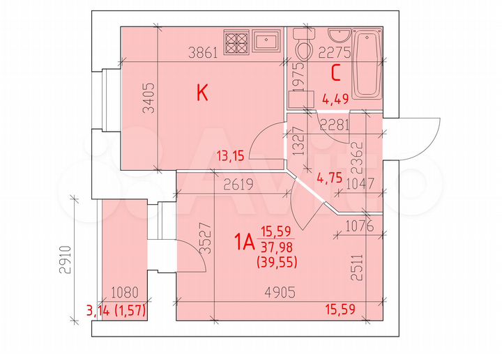 1-к. квартира, 39,5 м², 10/14 эт.